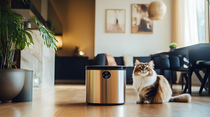 Luxury Automatic Cat Feeder in Chic Apartment