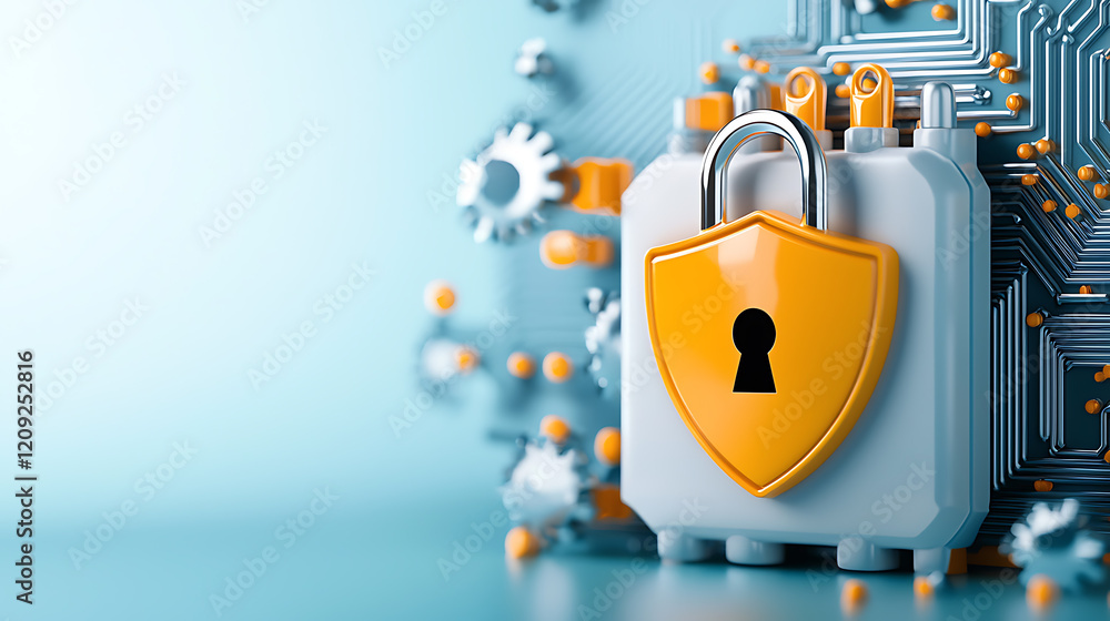 Poster cybersecurity measures protecting digital assets virtual environment illustration tech concept secur