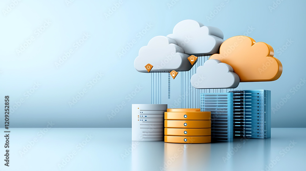 Poster data management solutions in cloud computing digital environment graphic representation modern techn