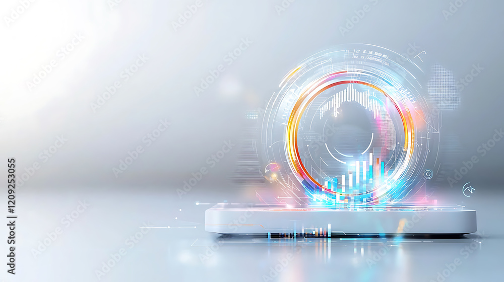 Aufkleber data visualization insights digital device infographic modern office close-up technology development