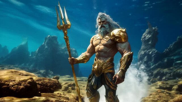 Poseidon the greek god of the sea, earthquakes, and horses in ancient mythology and legends