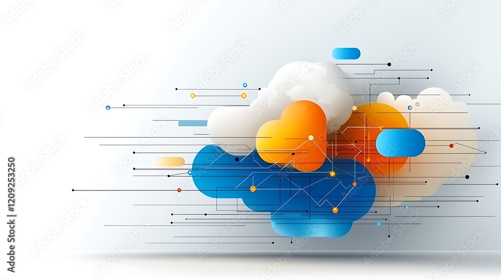 Poster dynamic cloud computing visualization digital environment graphic art abstract design innovative per