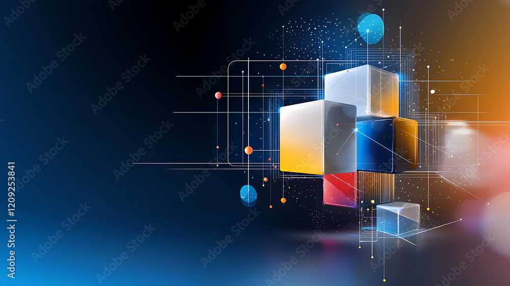 Poster dynamic digital shapes and colors abstract digital art graphic design modern setting eye-catching co