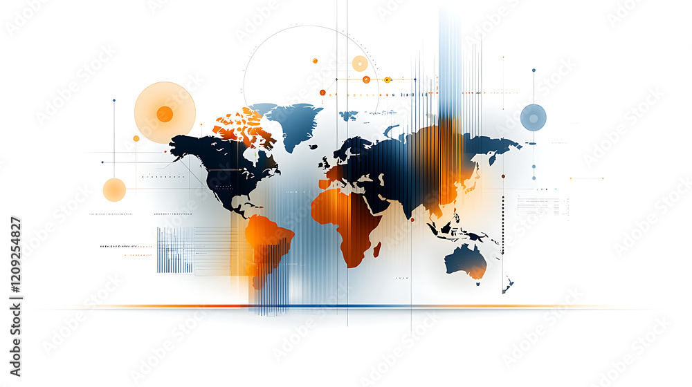 Poster global data visualization trends digital realm infographic abstract design aerial perspective inform