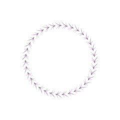 Minimalist floral wreath. Lavender frame for cards. Vector round template on white background, EPS 10, for print and web.