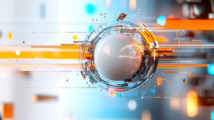 Obraz premium Dynamic abstract sphere movement digital realm graphic design futuristic environment close-up view technology concept