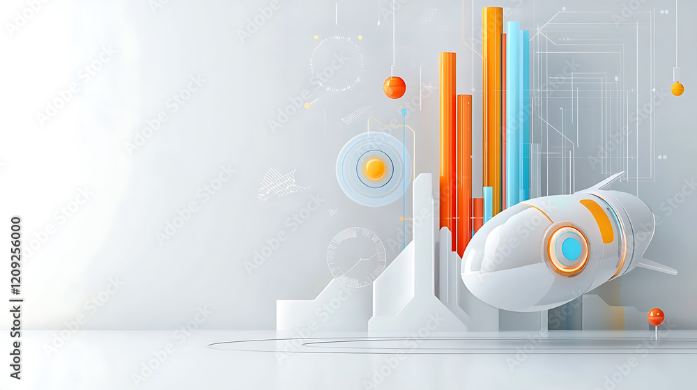 Poster futuristic data visualization digital space graphic design minimalist environment aerial view innova