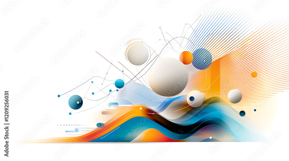 Poster dynamic abstract composition digital space graphic design colorful waves artistic view vibrant creat