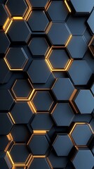 glowing hexagonal pattern 3d geometric abstract design