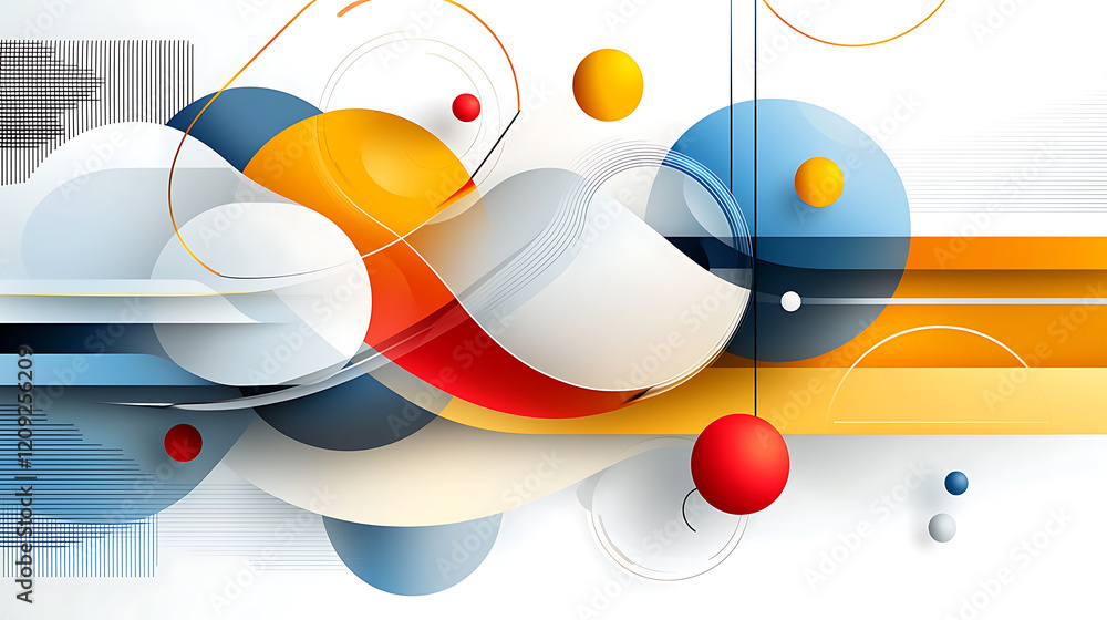 Poster dynamic abstract composition digital art colorful shapes modern design artistic perspective creative