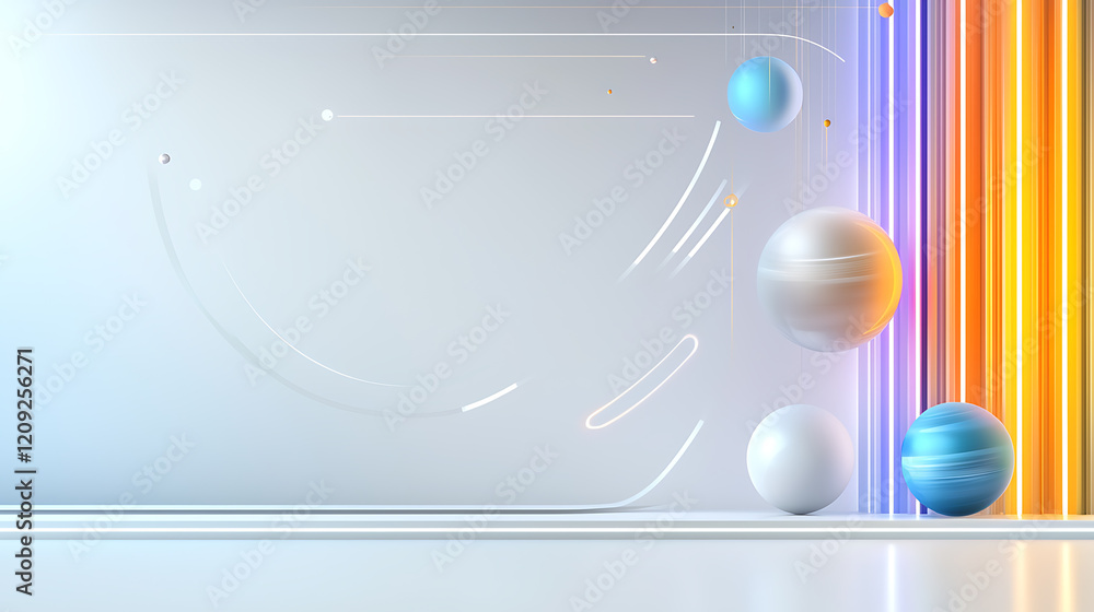 Aufkleber dynamic motion of abstract spheres digital space graphic design minimalist environment 3d perspectiv