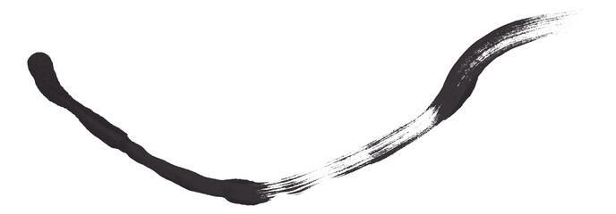 Black brush stroke isolated on transparent background.