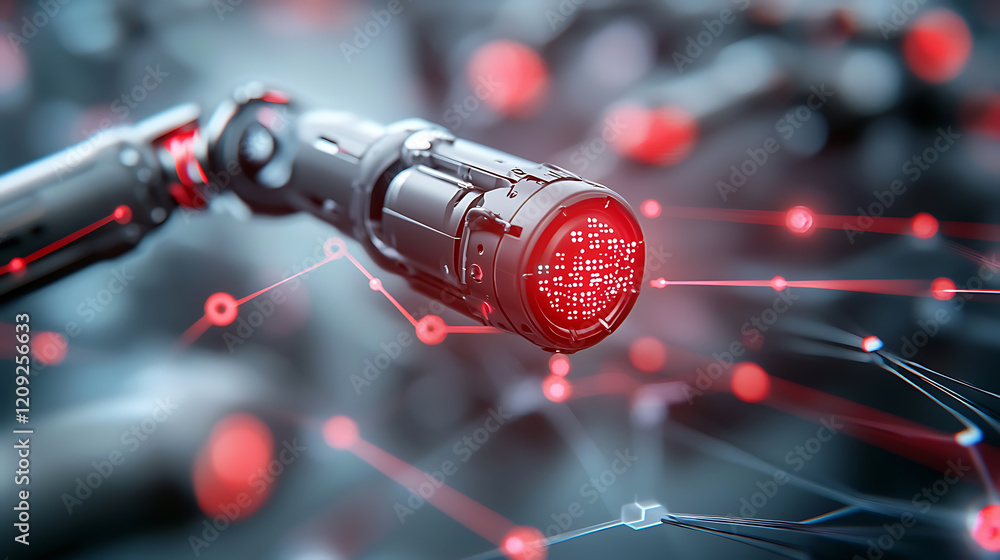 Poster exploration of advanced robotics technology high-tech laboratory digital art futuristic environment 