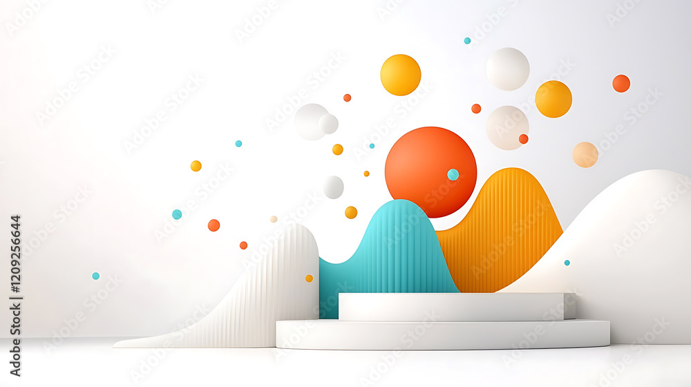 Poster dynamic abstract art installation gallery space visual design creative environment wide angle modern