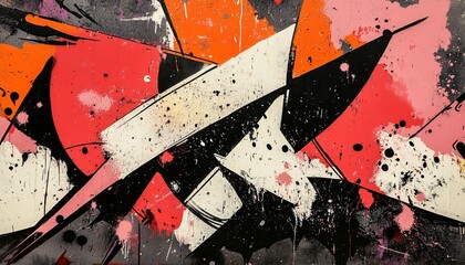 Fototapeta premium Abstract Graffiti Wall Art Featuring Bold Colors and Shapes
