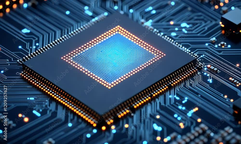 Poster central processing unit, circuit board, technology, close-up, data processing, tech background, for 