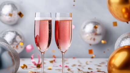 Celebrate with elegance and joy as two champagne flutes clink in a toast to special moments and cherished memories.