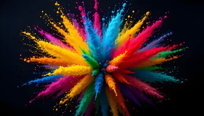 Color powder splash rainbow background paint holi smoke colour.Colorful explosion.Vibrant color burst.Dynamic color splash.