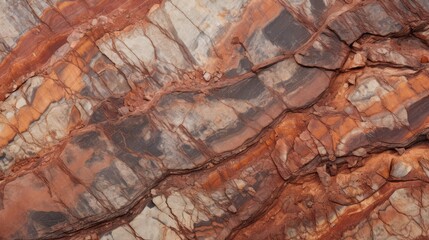 Fototapeta premium Close-up of vibrant rock textures in warm earthy tones, highlighting the natural beauty and intricate geological patterns.