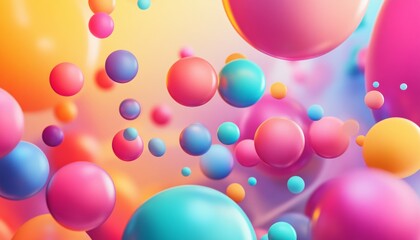 Abstract Colorful Spheres Floating in Space