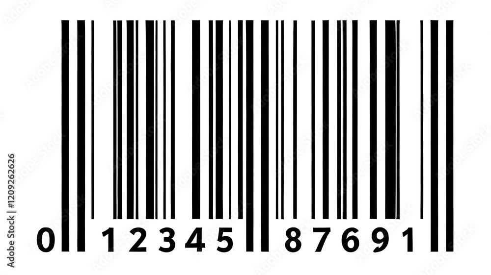 Poster standard barcode with numeric code: barcode scanner, barcode technology, upc code, barcode system, p