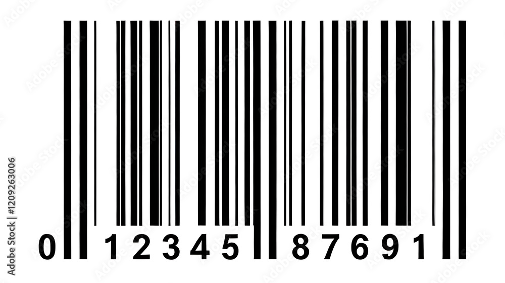 Poster standard barcode with numeric code: barcode scanner, barcode technology, upc code, barcode system, p