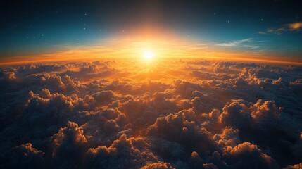 Stunning Sunrise Over Earth Viewed from Space Cosmic Landscape with Oceans and Cloud Formations
