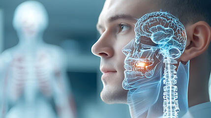 Obraz premium Exploring human-ai interaction innovative technology medical research lab digital art futuristic environment close-up human-machine synergy