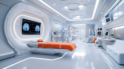 Advanced medical facility futuristic hospital room health technology clean environment inside view innovation in healthcare