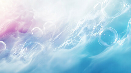 A gentle swirl of bubbles and flowing textures in soft blue and pink tones creating a dreamy and peaceful design  
