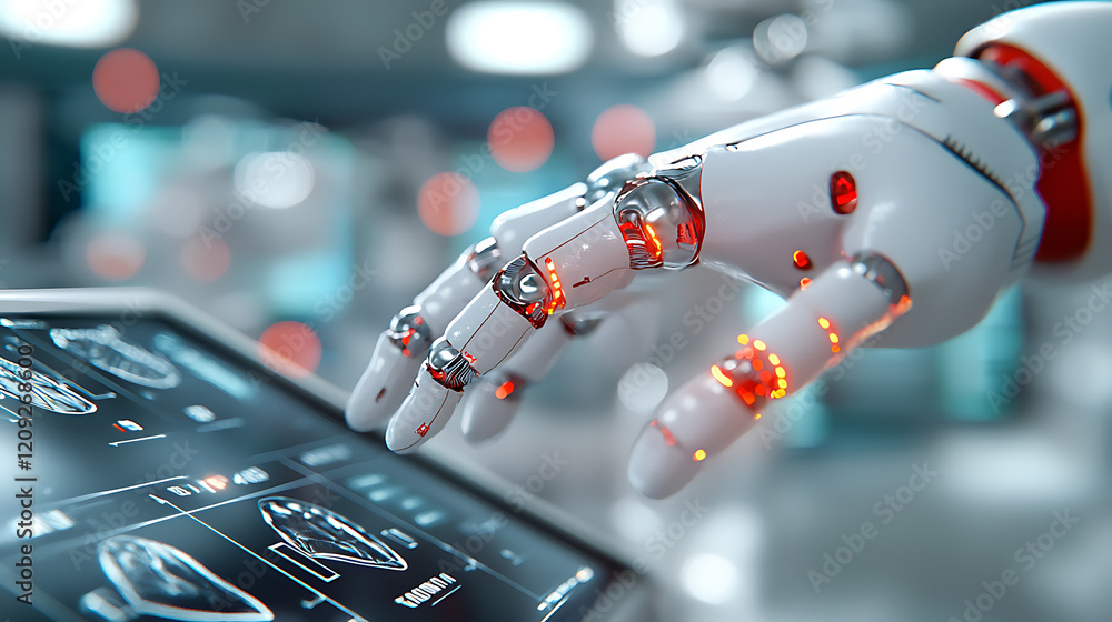 Poster innovative robotics technology modern laboratory digital interface high-tech environment close-up vi