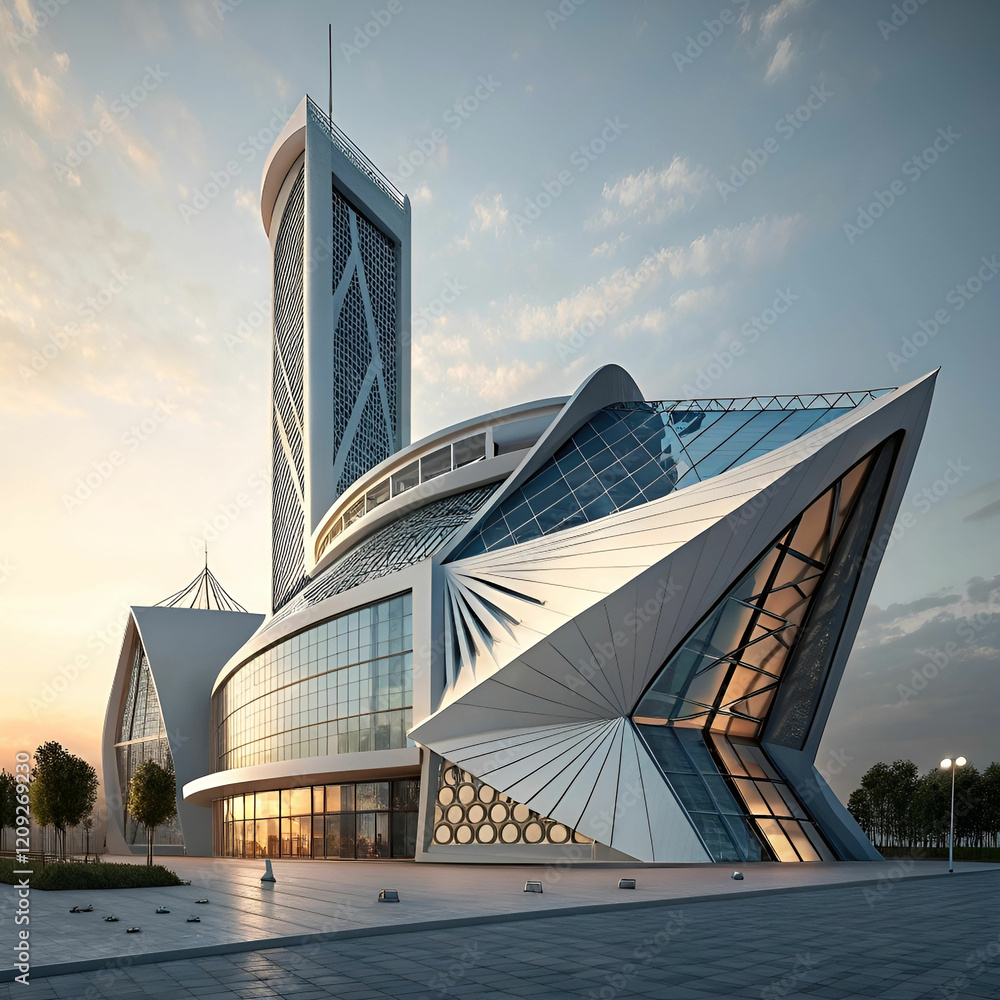 Poster 3d rendering of abstract building