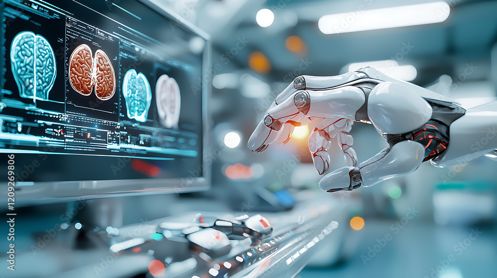 Poster robot interaction with brain imaging technology in a high-tech laboratory environment