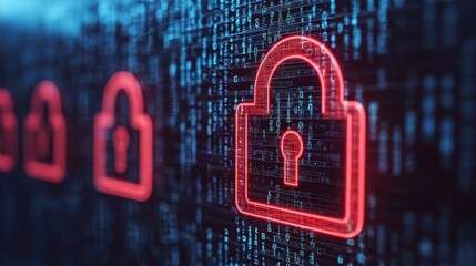 Glowing Holographic Privacy Lock in High Tech Digital Network