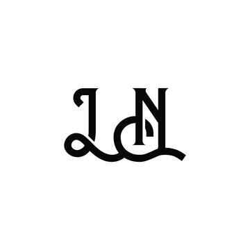 LN monogram logo design letter text name symbol monochrome logotype alphabet character simple logo