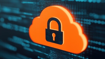 Minimalist Digital Cloud Lock Icon Representing Secure Cloud Storage and Computing