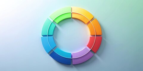 Obraz premium A vibrant circular graphic illustrating a segmented process, demonstrating a conceptual workflow or strategic plan, presenting a diverse range of options, ideas, or stages within a unified system.