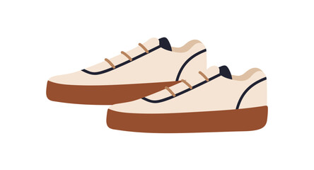 Naklejka premium Sneakers, footwear pair in casual style. Comfortable modern sport shoes in stylish design. Trendy comfort trainers, urban foot wear. Flat graphic vector illustration isolated on white background