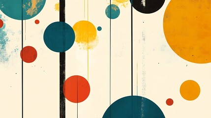 Abstract Circular Art With Vertical Lines and Splashes