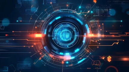 Fototapeta premium Neon Tech Panel: Futuristic Interface Design