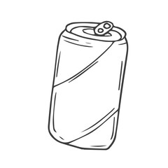 Tincan pepsi bank cup lid cover on light backdrop. Outline black ink hand drawn steel bar tasty coca pot logo pictogram design in art doodle retro style pen on paper text space on label.