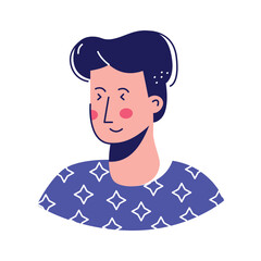 A man with curly black hair, a light skin tone, and a pleasant expression