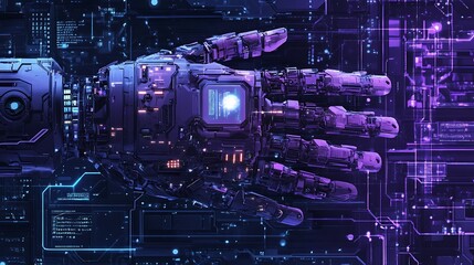 Fototapeta premium Cybernetic Hand Reaching into Digital Realm