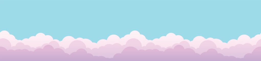 Fototapeta premium Seamless cloud border pattern. Pink clouds for Valentine's Day