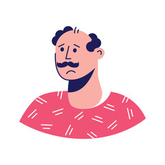 Distinguished man with a mustache wearing a patterned red shirt