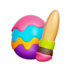 Easter Egg Paint, Happy Easter Day, 3d rendering.