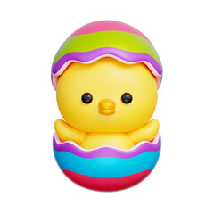 Chicken In Easter Egg, Happy Easter Day, 3d rendering.