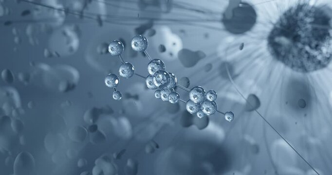 Phthalic acid rotating molecular 3d structure ball-and-stick model, looped video aromatic dicarboxylic acid