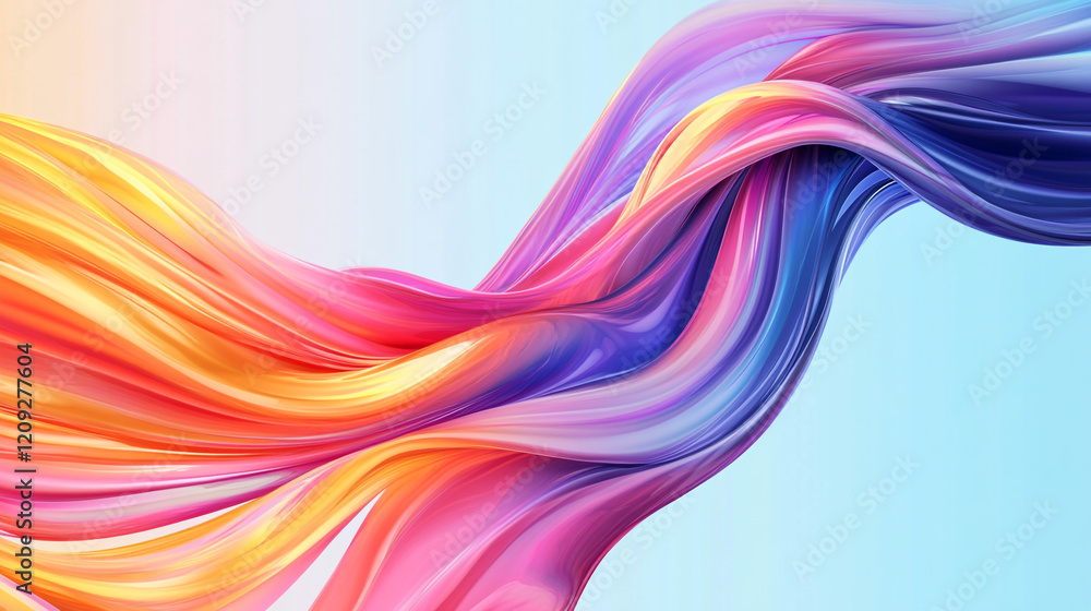 Aufkleber vibrant abstract wave in gradient colors. a dynamic wave of colors flowing smoothly, perfect for bac