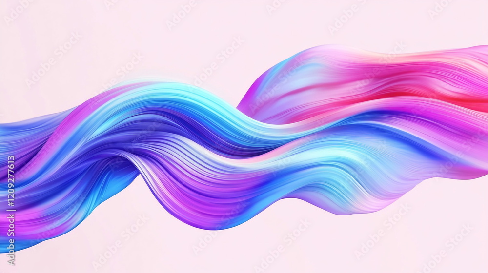 Poster abstract waveform of colorful ribbons in gradient vivid styles. vivid multicolored flowing ribbons c